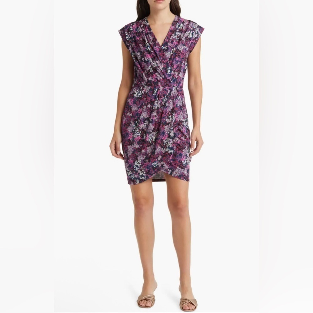 NWOT Ted Baker London Maggeyi Floral Wrap Front Jersey Dress Size 6